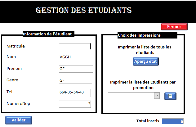Application de gestion de vente